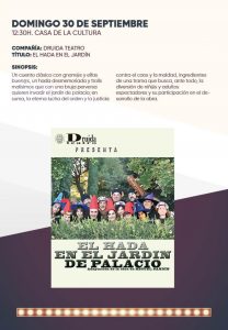 Programa festivalCambaleo EL HADA EN EL JARDIN, obra de teatro cartel Manzanares El Real